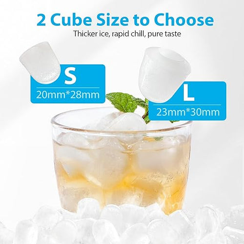 Aeitto Ice Maker Countertop 26lbs/24H, Ice Machine 8 Ice Cubes Ready in 6 Mins, 2 Sizes of Bullet Ice Portable Ice Makers with Basket & Scoop, Auto Self-Cleaning for Home