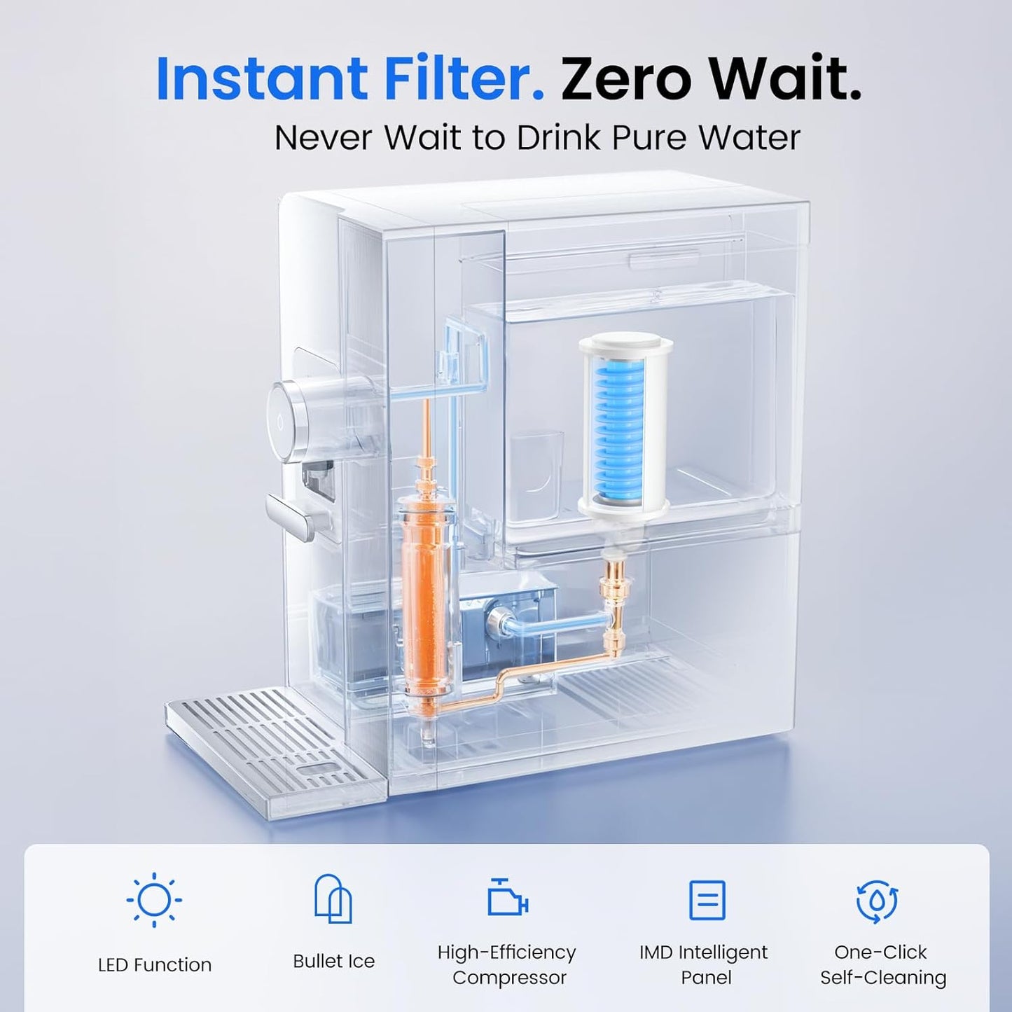 3-in-1 Countertop Water Bar with Ice Maker, Hot & Cold Water Dispenser, 7-Stage Filter, 7 Temp Settings, 5 Volume Options