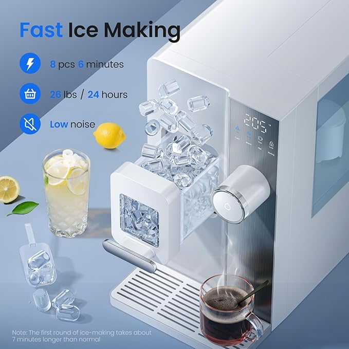 3-in-1 Countertop Water Bar with Ice Maker, Hot & Cold Water Dispenser, 7-Stage Filter, 7 Temp Settings, 5 Volume Options